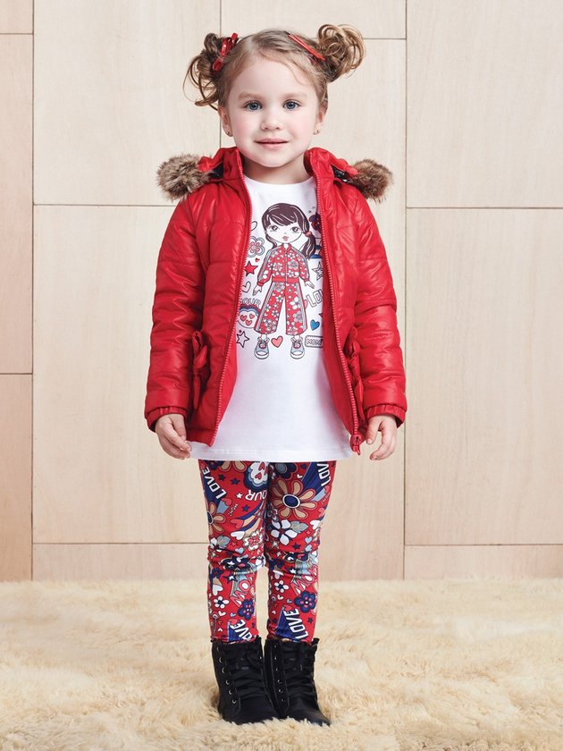 jaqueta infantil menina doudoune vermelha momi look