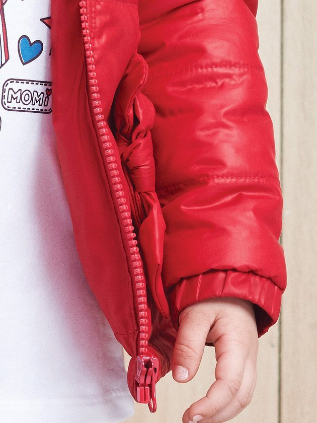 jaqueta infantil menina doudoune vermelha momi manga