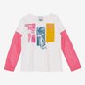 blusa looney tunes infantil feminina manga de telinha momi