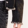 jaqueta jeans infantil feminina preta barra desfiada momi destroyed