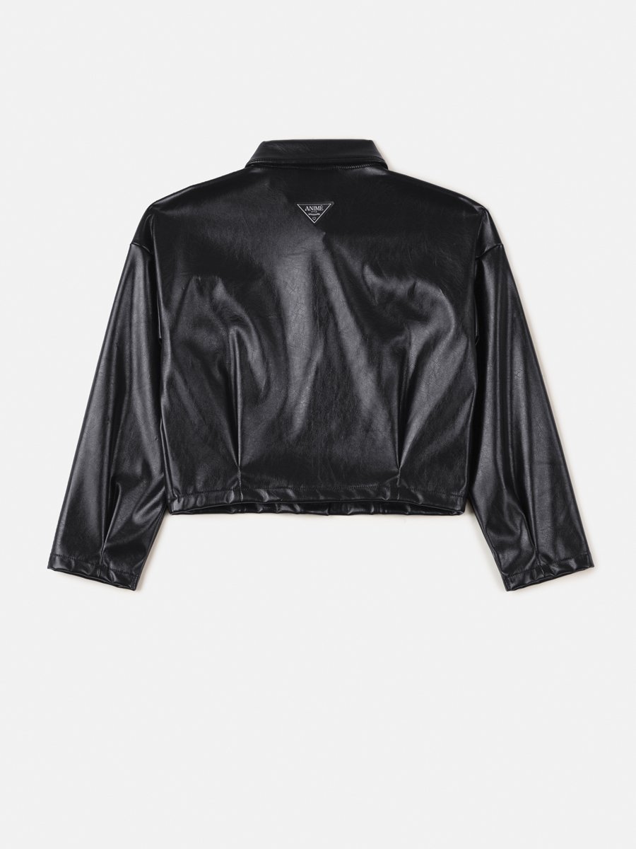 GENTLE FAKE LEATHER JACKET ブラック GENTLE FAKE LEATHER JACKET ブラック GENTLE FAKE LEATHER JACKET