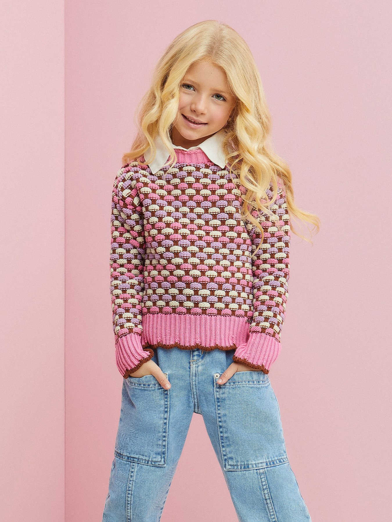 Casaco de Tricot Rosa Candy