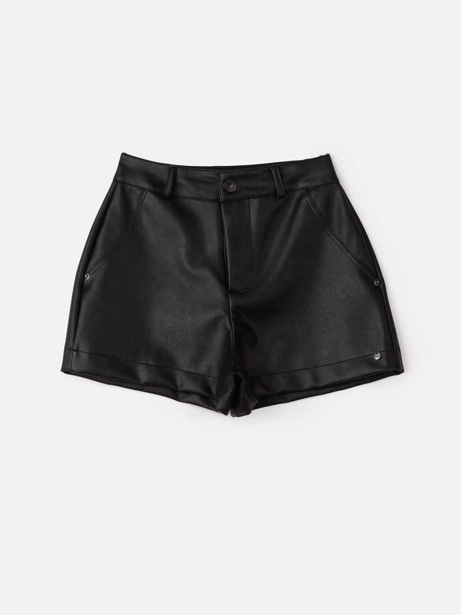 Short Fake Leather Preto