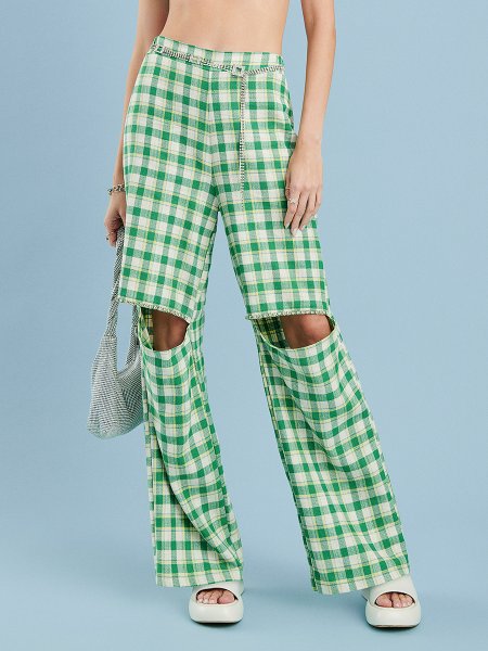 Calça Xadrez com Pedraria