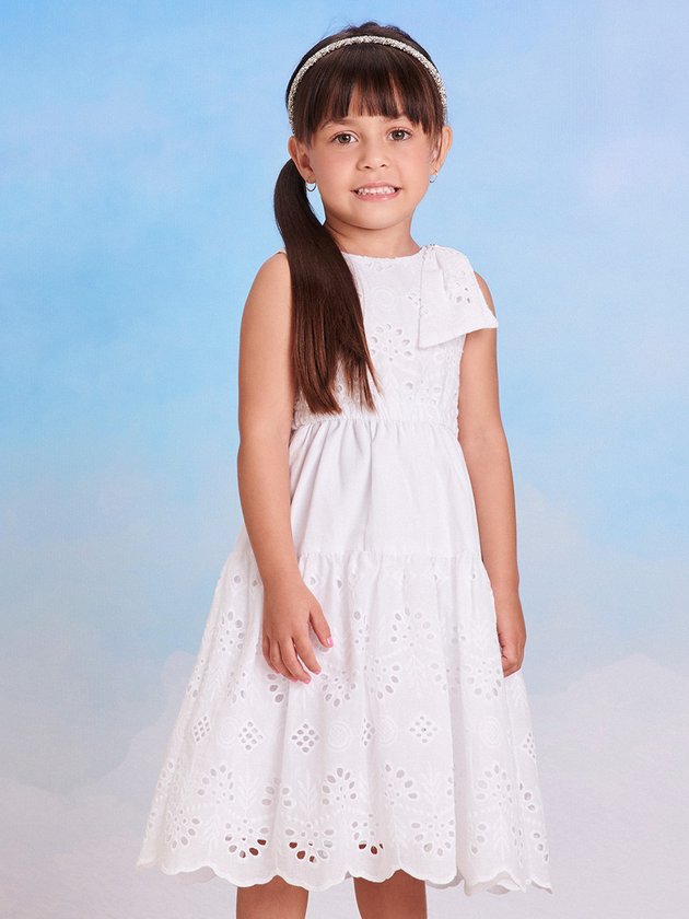 Vestido Branco com Laço - Technical View