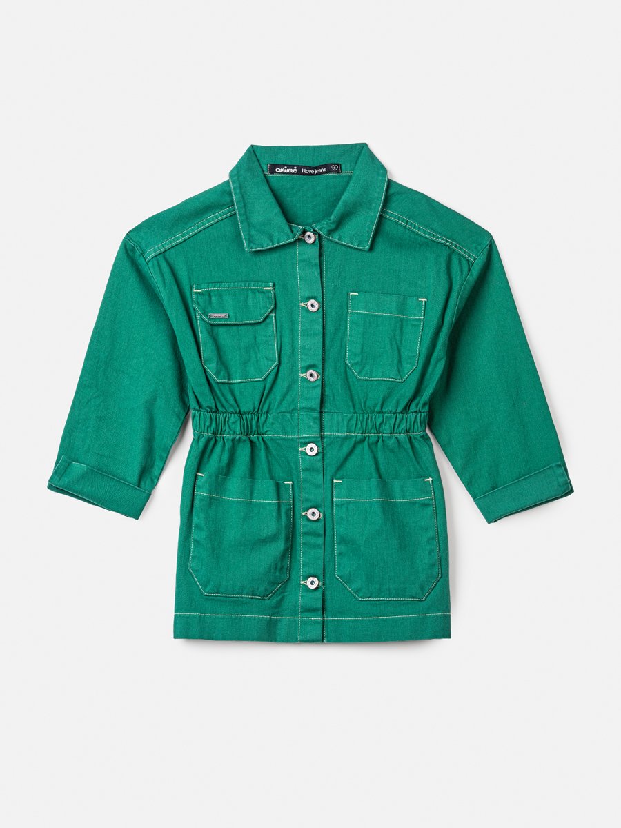 Jaqueta Parka Utilitária Verde Infantil