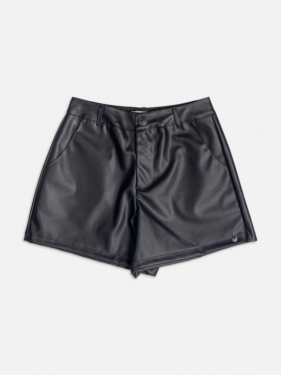 Short Black Fake Leather