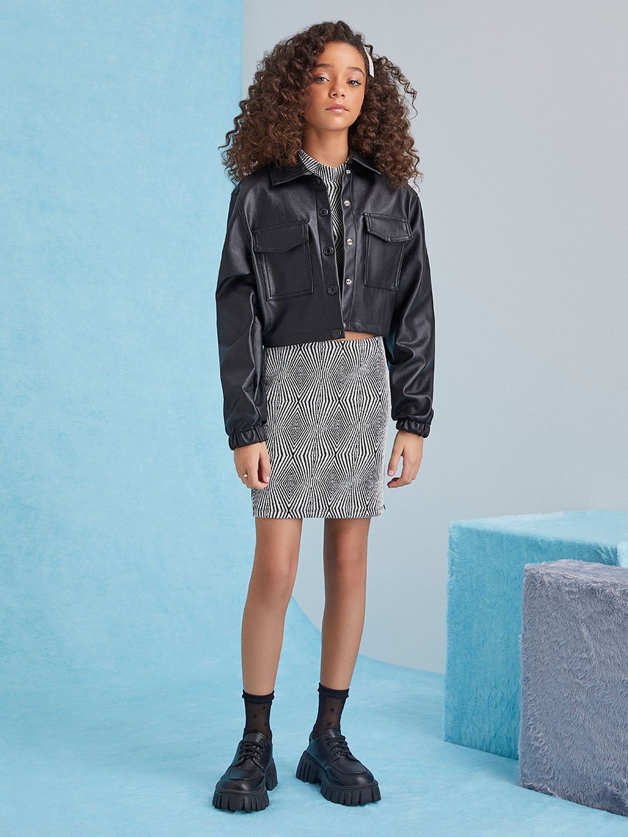 Jaqueta Black Fake Leather