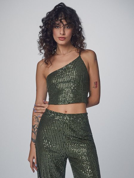 Cropped Verde de Paetê