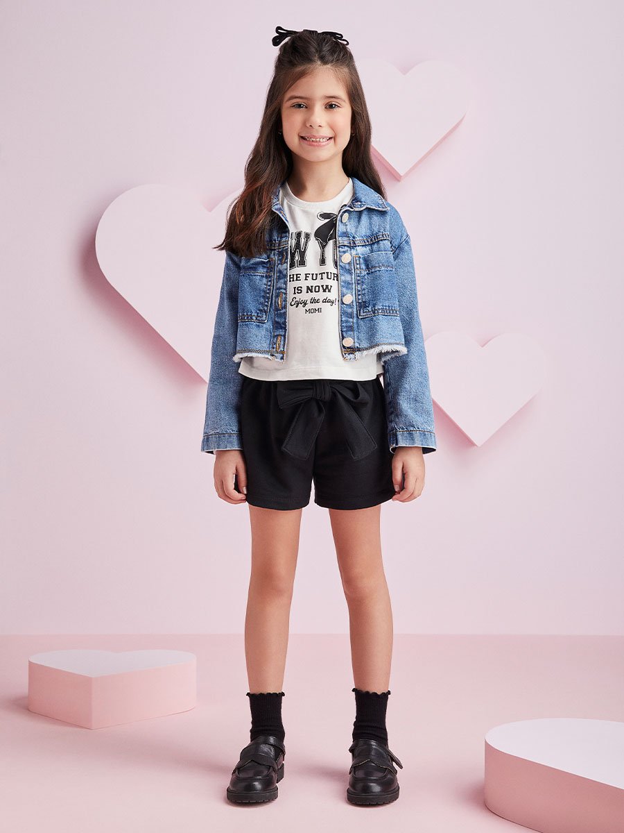 Conjunto Preto e Branco com Laço
