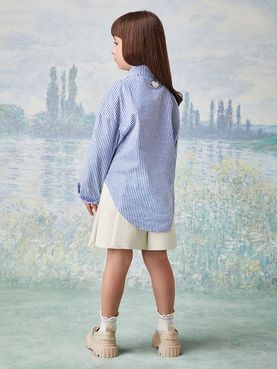 Lito様 Camisa Azul Listrada