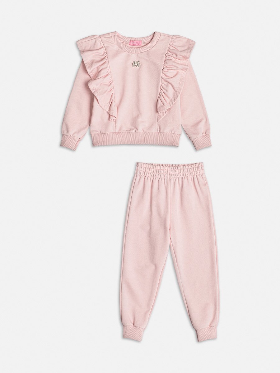Conjunto Rosa de Moletom com Babado