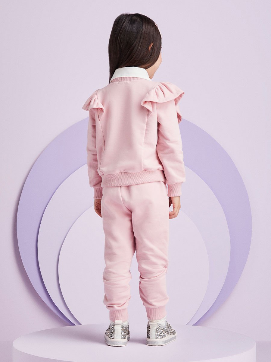 Conjunto Rosa de Moletom com Babado