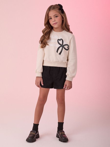 Conjunto de Veludo Cotelê com Laços