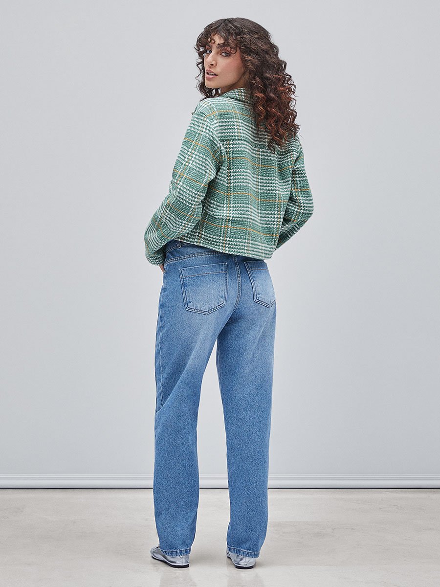 Cropped de Tweed Xadrez