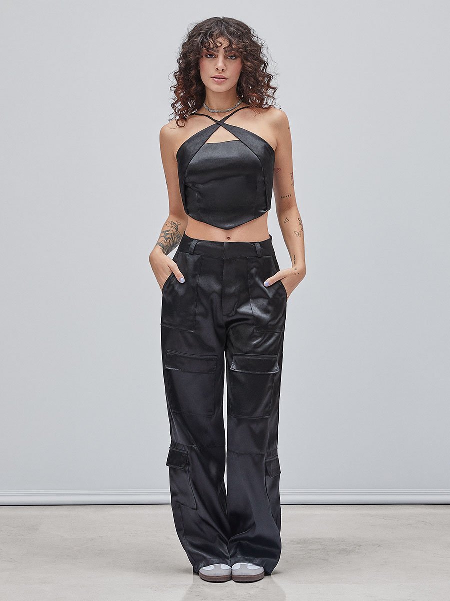 Cropped Preto Transpassado