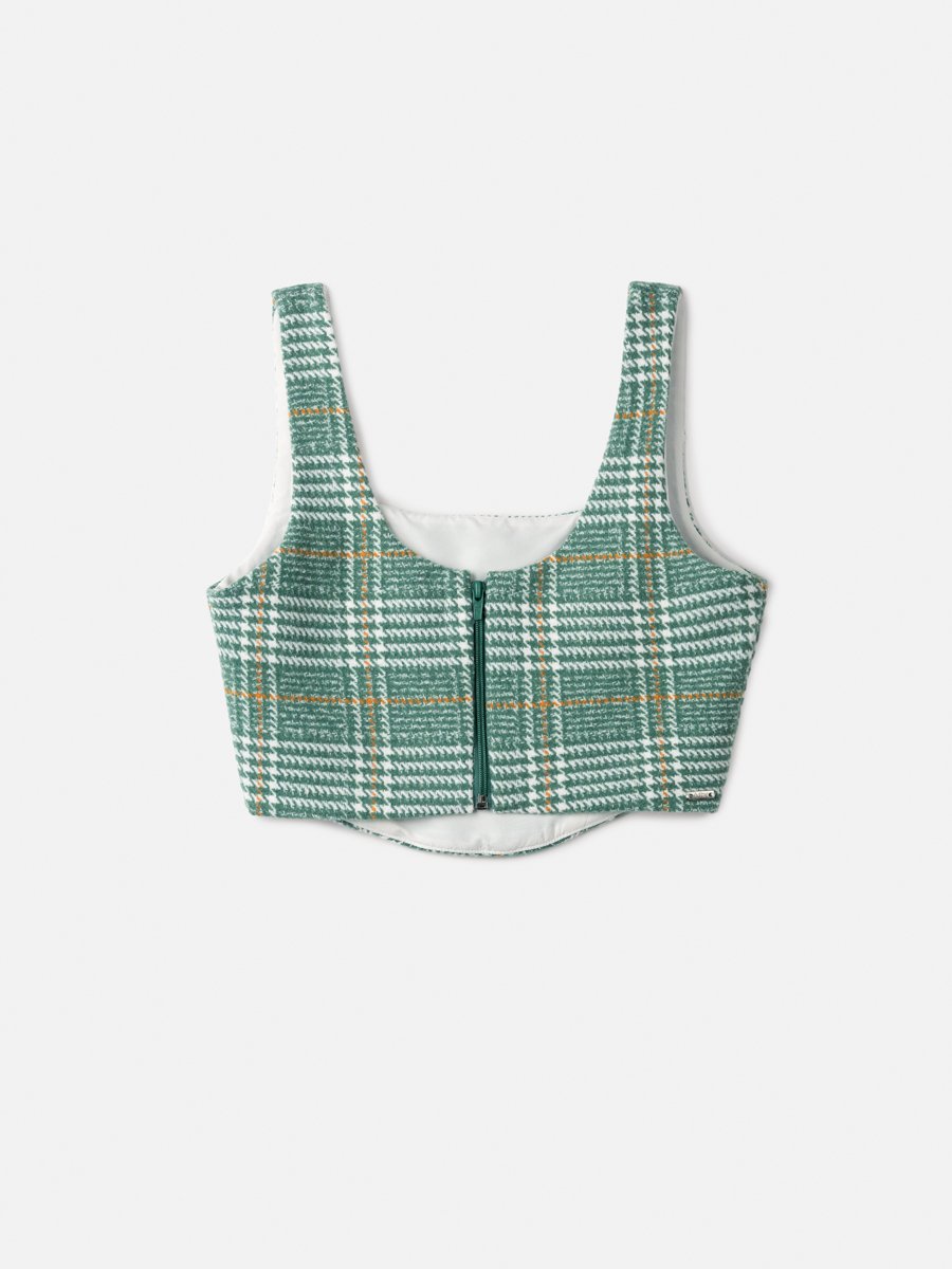 Cropped de Tweed Xadrez