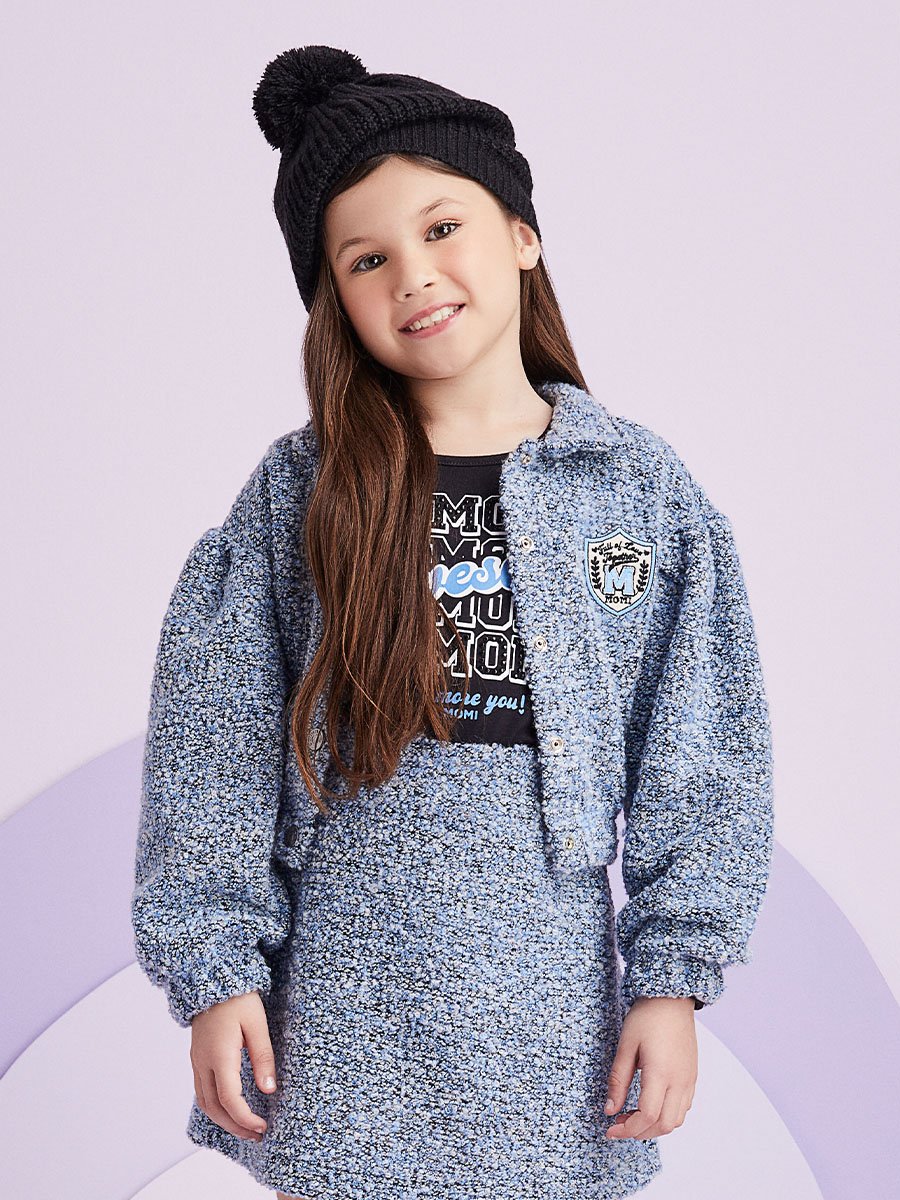 Jaqueta Bomber de Tweed Azul