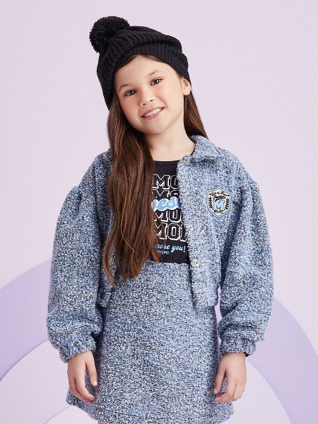 Jaqueta Bomber de Tweed Azul