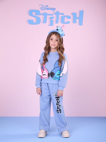 Conjunto de Moletom Azul do Stitch