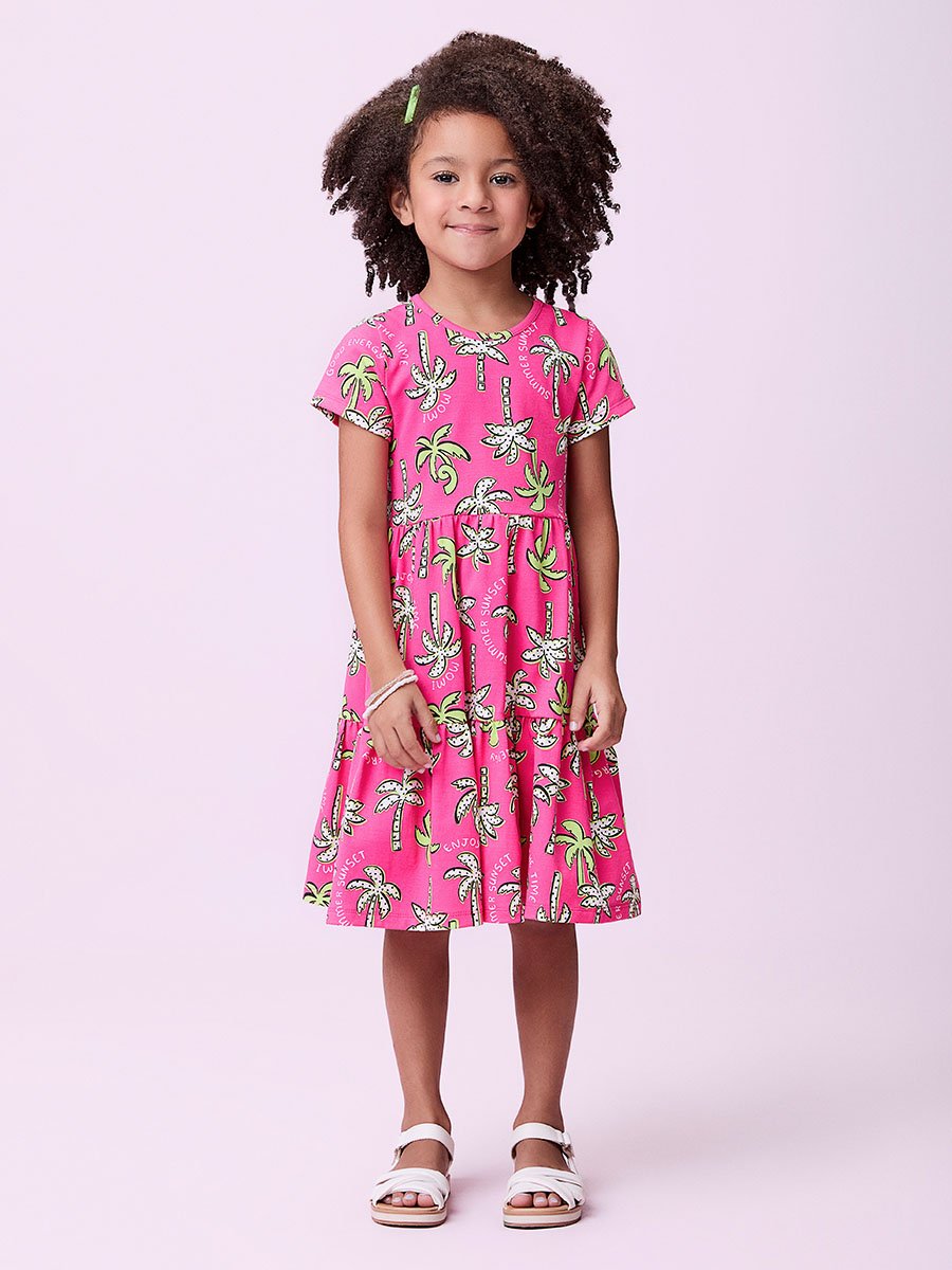 ✩mi⭐︎ Conjunto Rosa com Estampa de Coqueiros