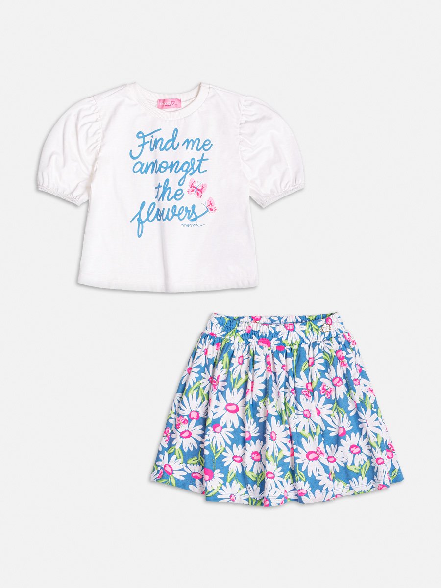Conjunto Azul com Estampa de Floral