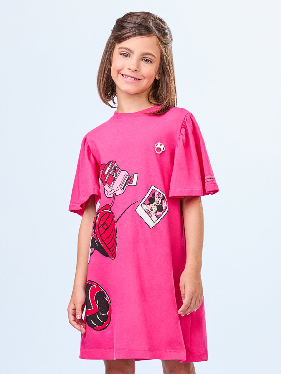 Vestido Pink com Estampa da Minnie