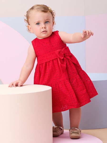 Vestido de Laise Vermelho com Laço