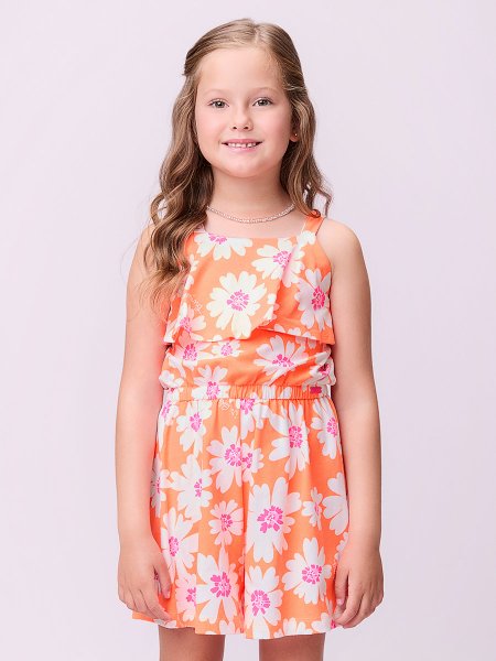 Macaquinho Laranja com Flores