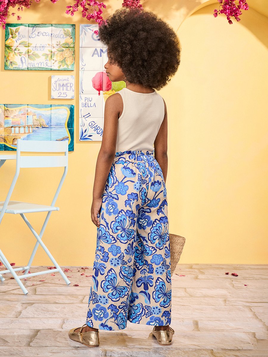 Conjunto Azul Floral com Strass