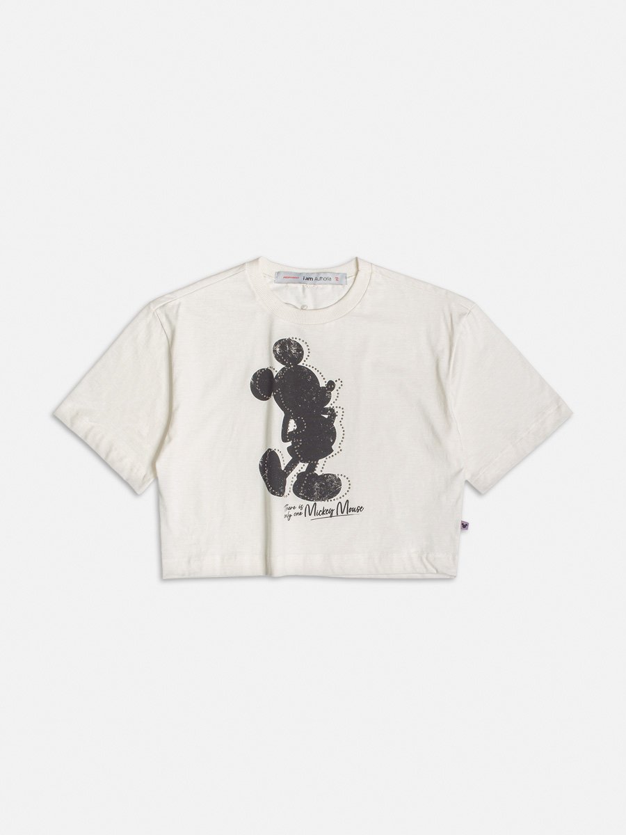 T-Shirt Off White do Mickey com Strass
