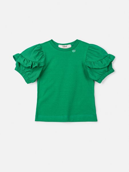Blusa Verde Manga Bufante com Babados