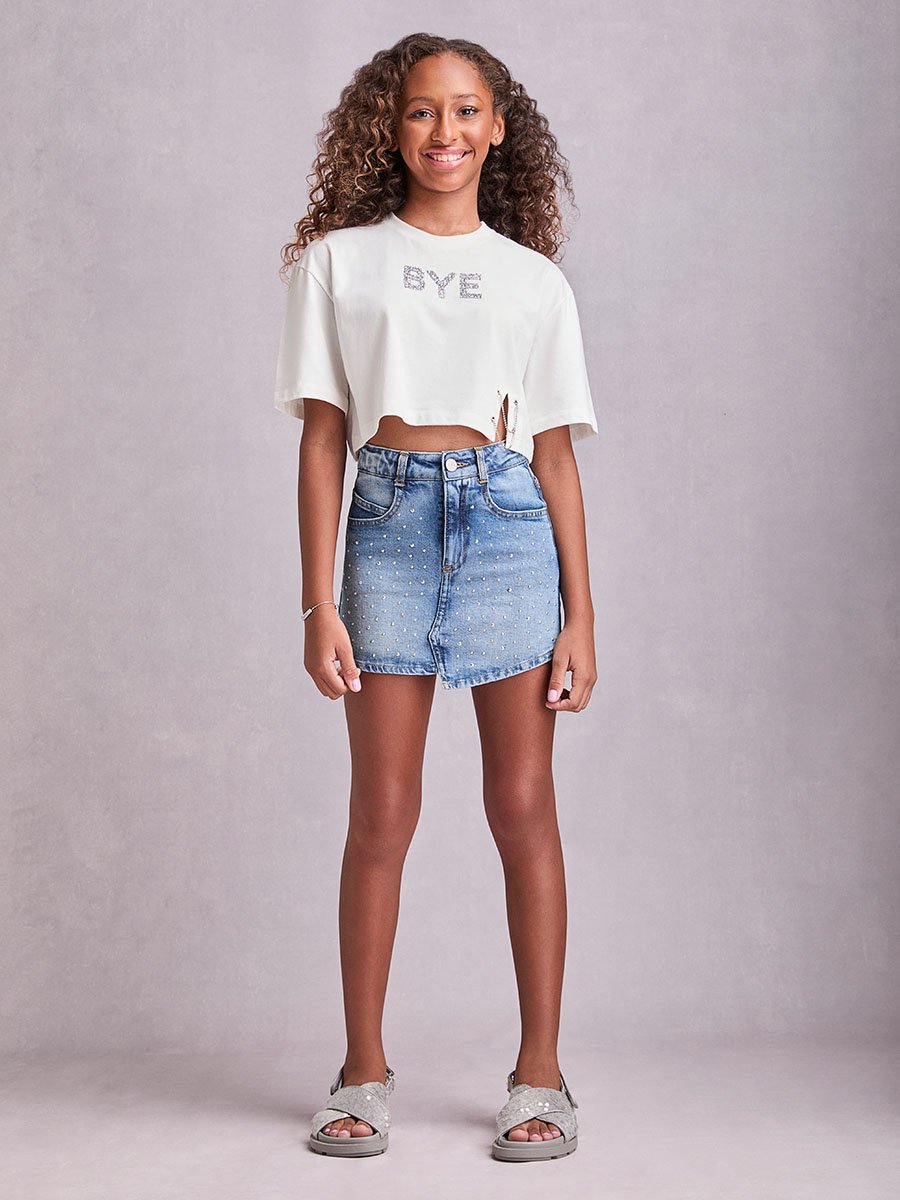 Blusa Cropped BYE com Correntes