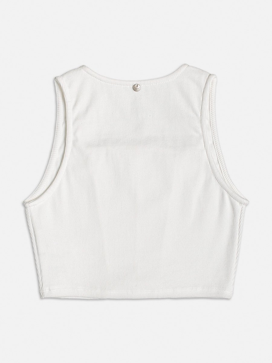 Cropped Corset Canelado Off White