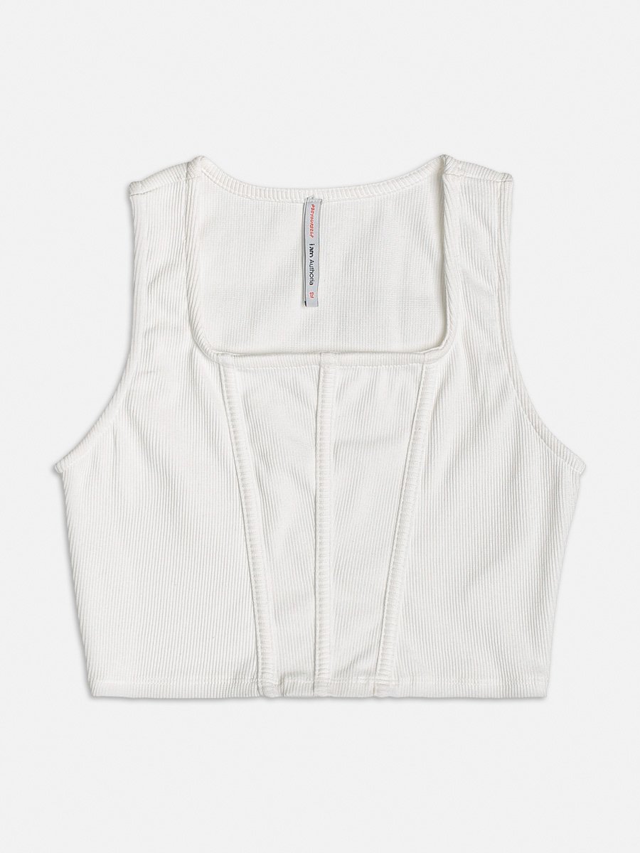 Cropped Corset Canelado Off White