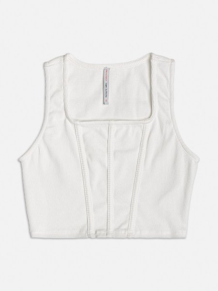 Cropped Corset Canelado Off White