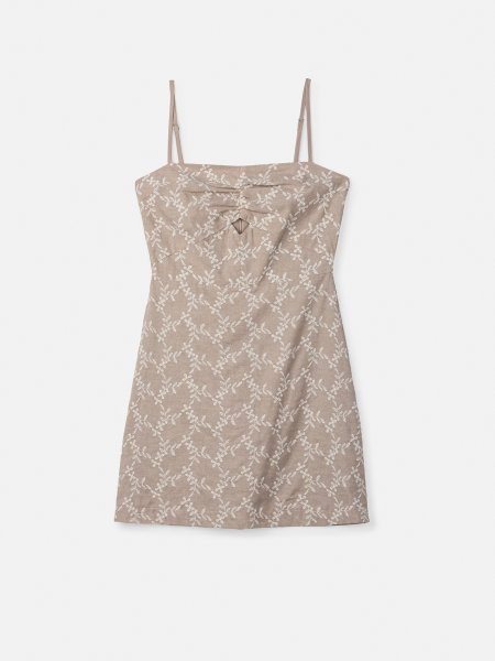 Vestido de Laise Bege Bordado