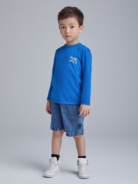 Camiseta Azul com Estampa Lettering