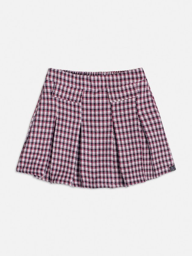 Saia Xadrez com Pregas Rosa