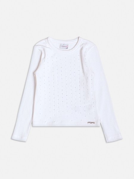 Blusa Off White Canelada com Strass