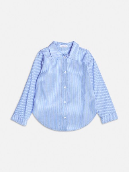 Camisa Azul Listrada com Strass
