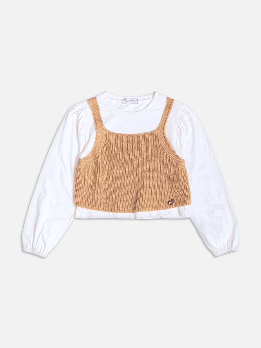 Blusa Manga Longa com Top de Tricot