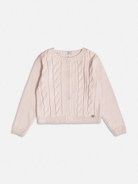 Casaco de Tricot Trançado Bege