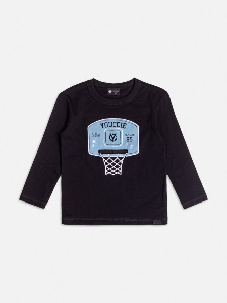 Camiseta Preta com Estampa de Basquet