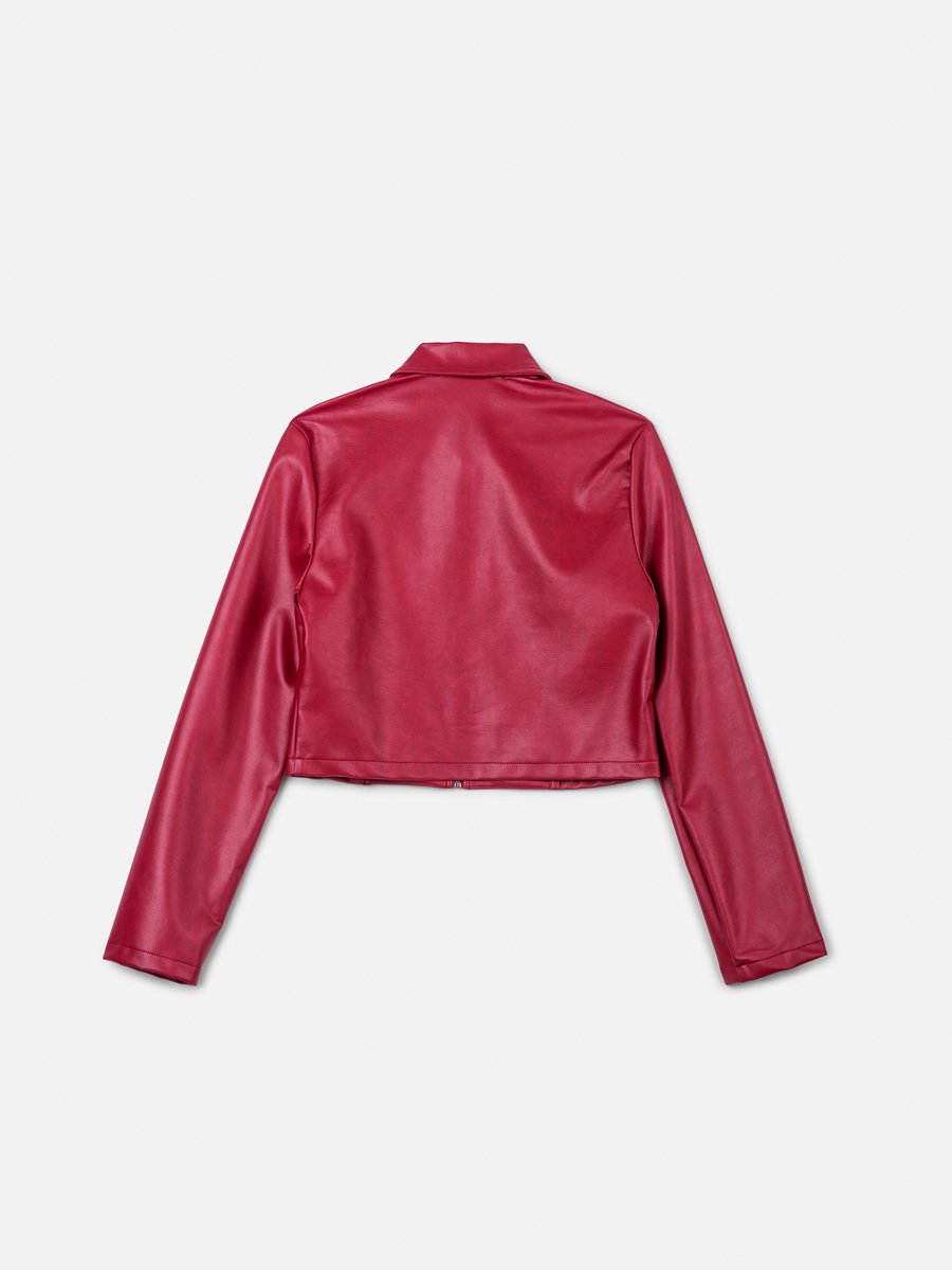Jaqueta Fake Leather Bordô