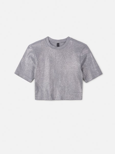 Blusa Prata de Ribana com Foil