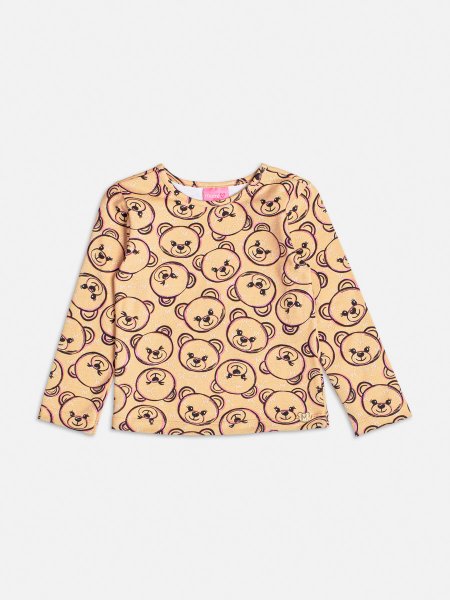 Blusa Bege com Monograma de Ursinhos