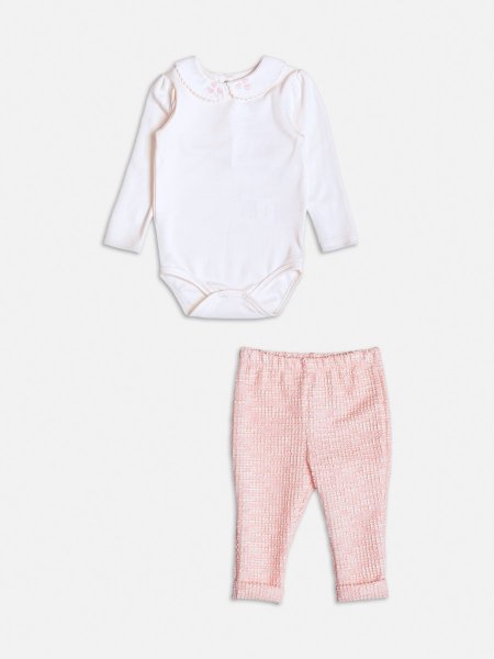 Conjunto Rosa de Tweed com Corações