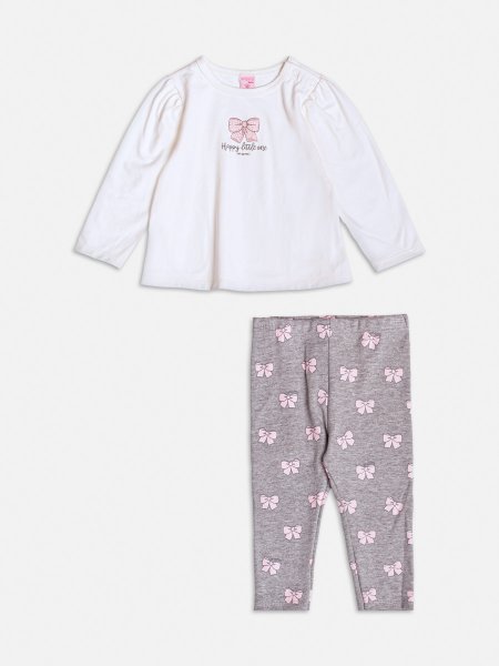 Conjunto Cinza de Laço e Strass