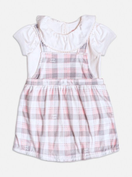 Vestido de Plush Xadrez com Gola